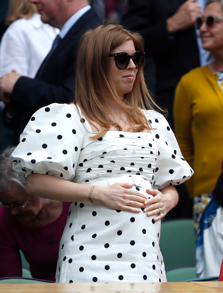 Princess Beatrice serves up a sight of her baby bump at Wimbledon on Thursday