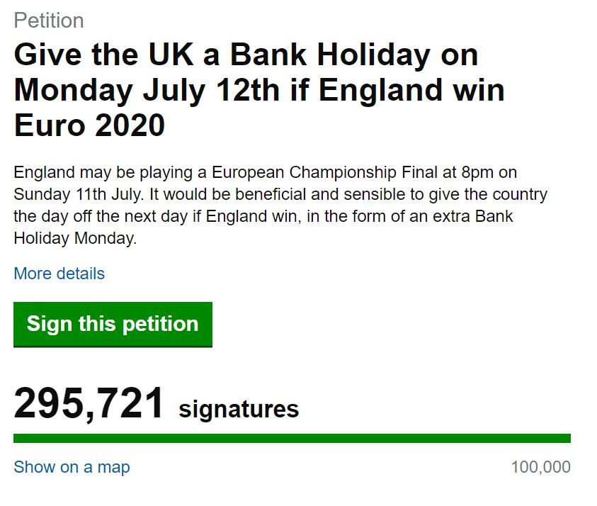 The petition has now gained almost 300,000 signatures