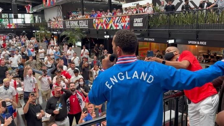 Ferdinand led the chant in front of a raucous England crowd