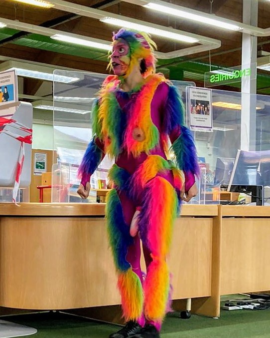 One of the actors hired to get children reading was dressed in a costume from a psychedelic nightmare