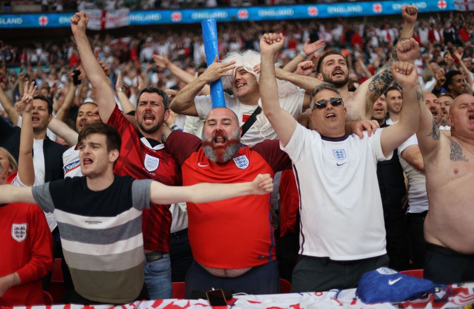 England fans cheer before the start of the UEFA Euro 2020 final