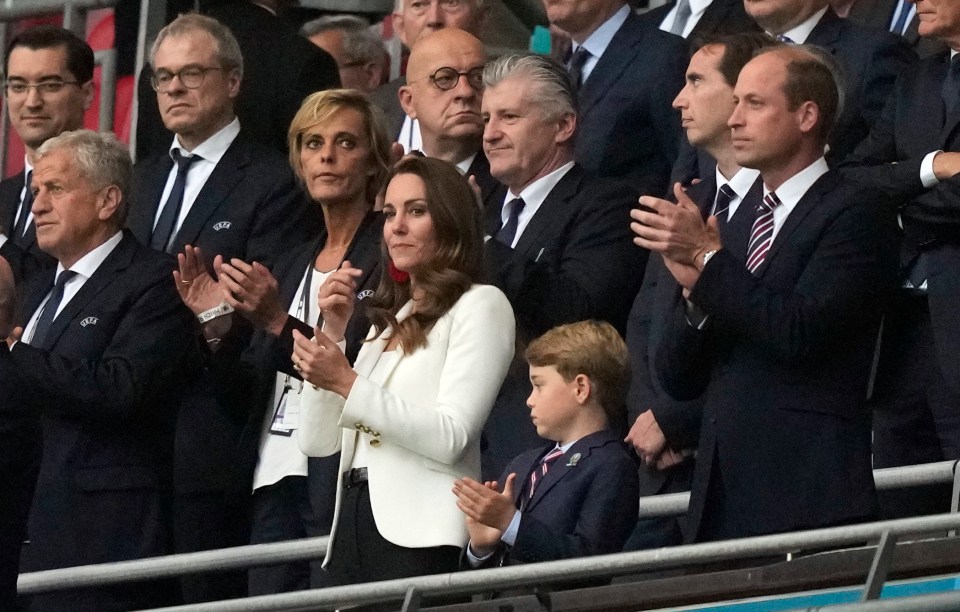 The royal trio join 66,000 others in the stadium