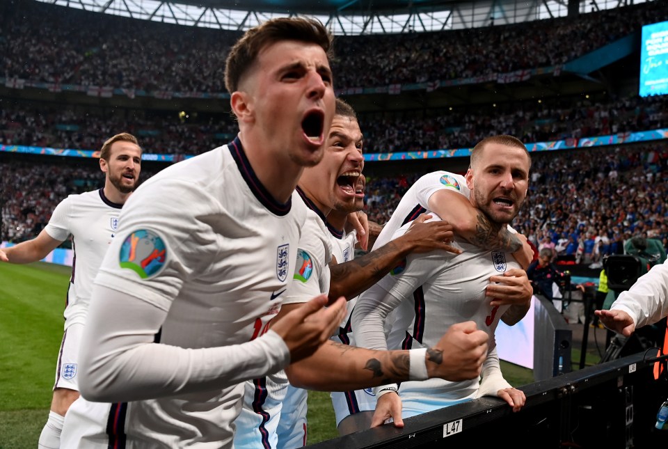 England raced over fans to celebrate their goal after less than two minutes