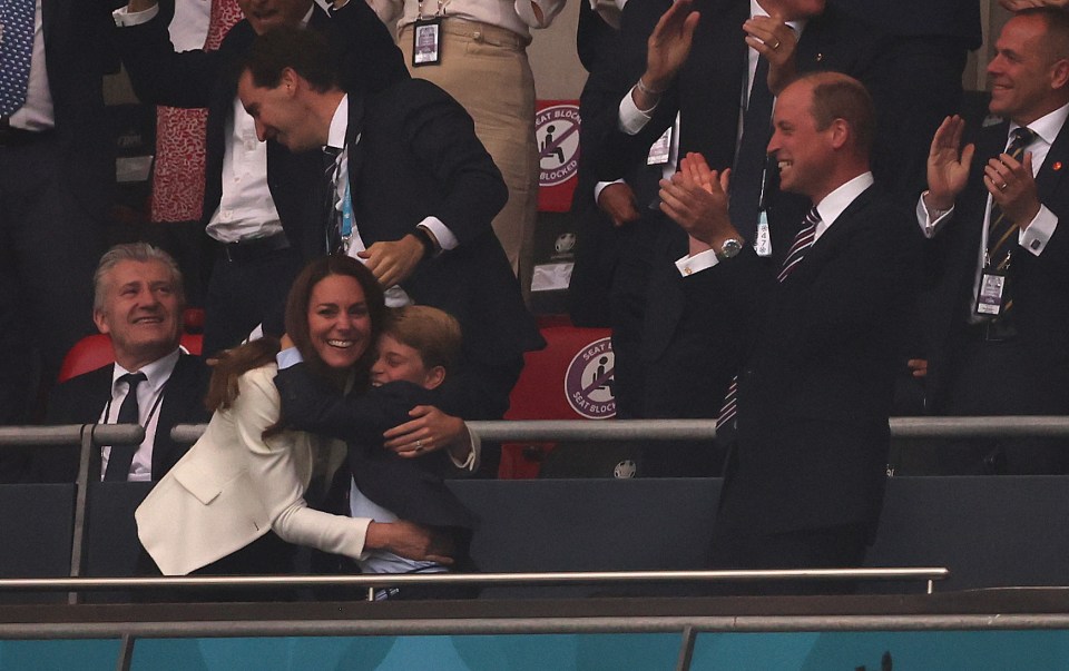 He hugged mum Kate in celebration