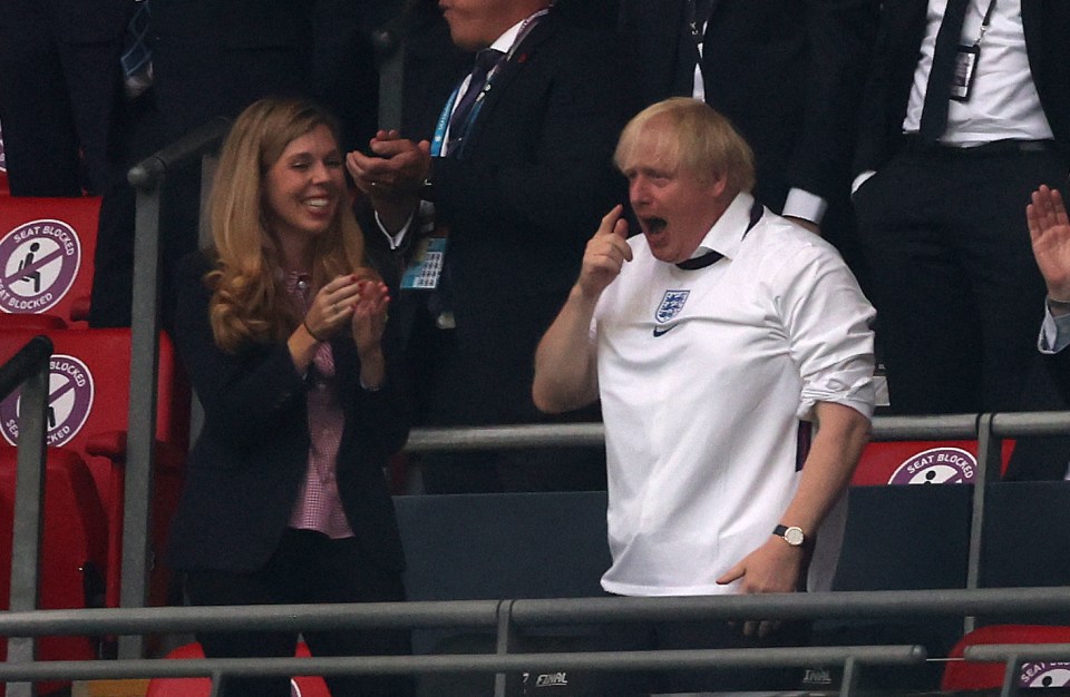 Boris Johnson celebrated England's early goal in the stands at Wembley