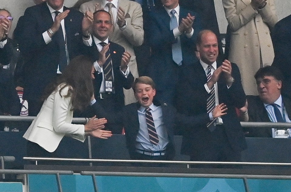 Prince George was seen celebrating Shaw's goal in the stands with his mum and dad, the Duke and Duchess of Cambridge