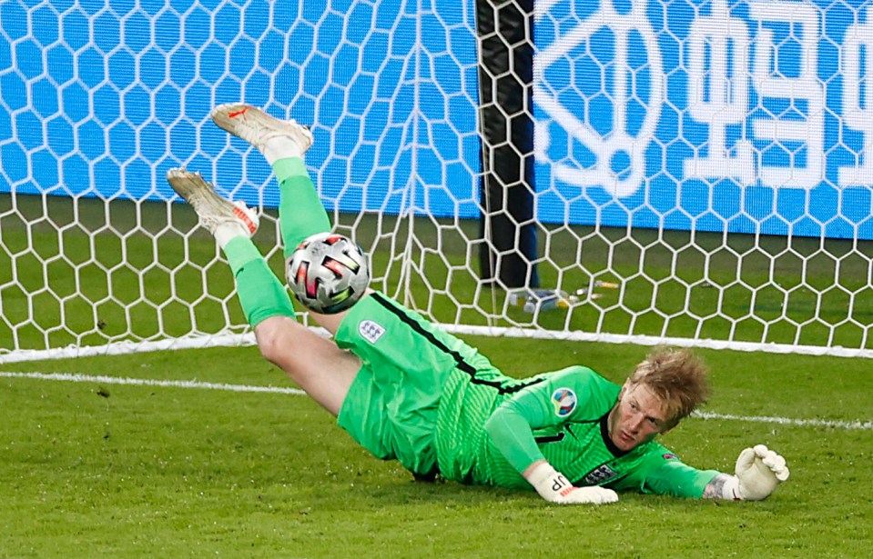 Jordan Pickford was forced into a smart save to keep England in the lead in the second half