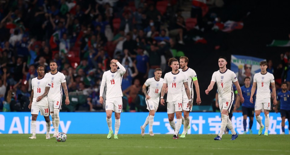 England players looked crestfallen after Bonucci's equaliser for Italy