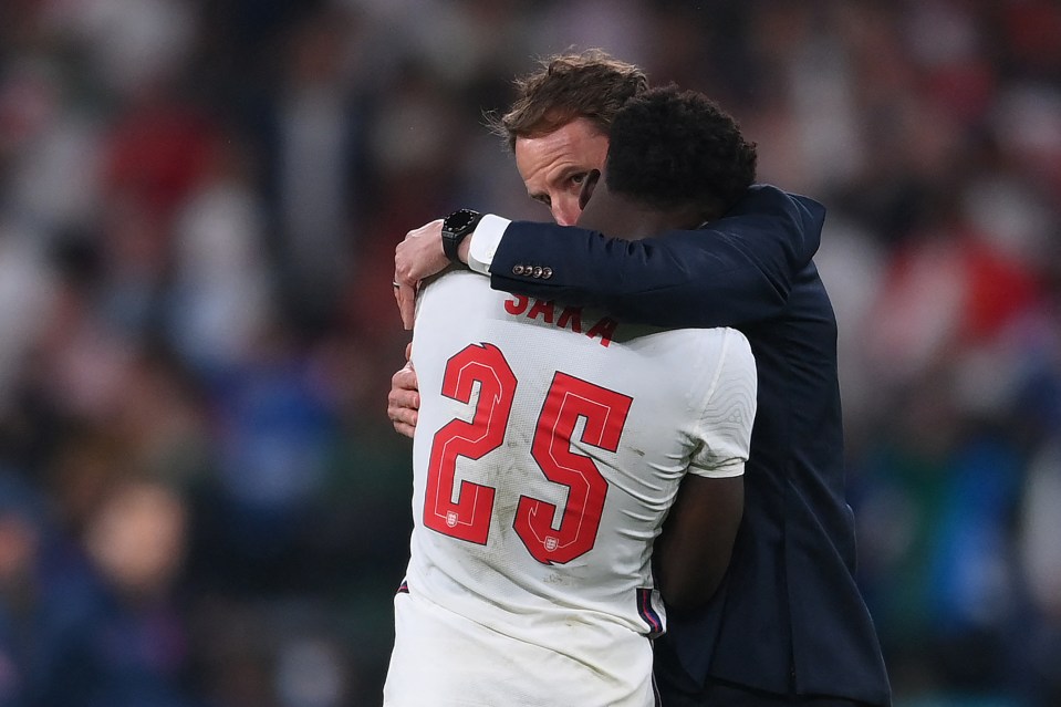 Southgate consoled Saka after his missed penalty as Italy were crowned European champions