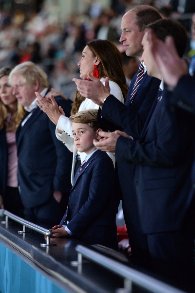 George, Kate and William in the stands at Wembley