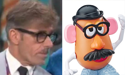 Italian technical director Alberico Evani left and Mr Potato Head