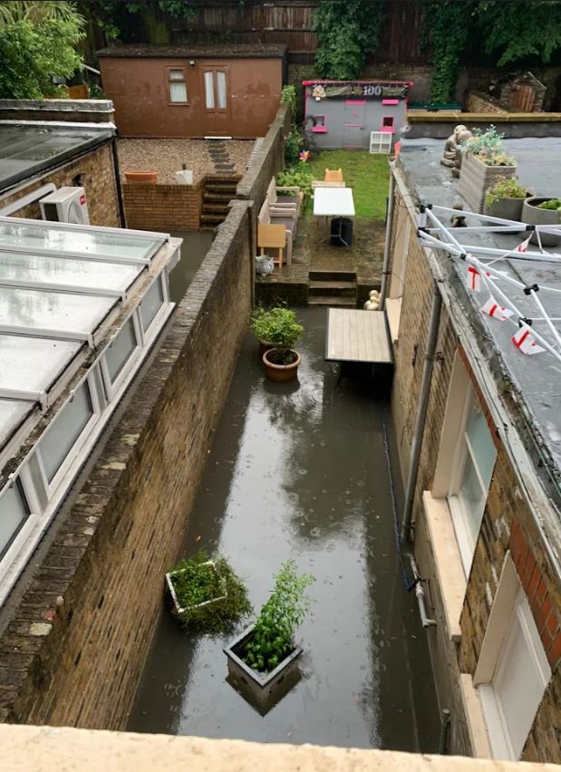 The water was rising rapidly after heavy rain hit the area