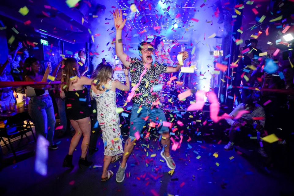 A clubber hits the dancefloor at The Piano Works in Farringdon, London