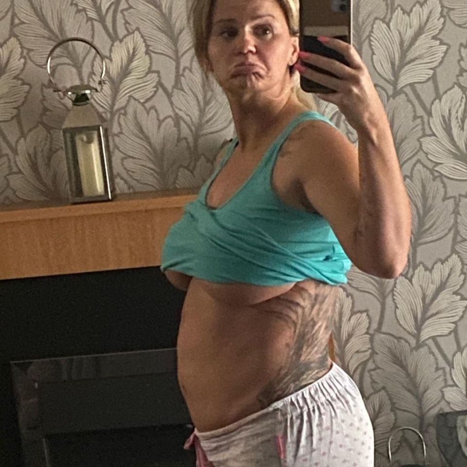 In a candid post earlier this year, Kerry showed how her boobs had sagged and her tummy was swollen