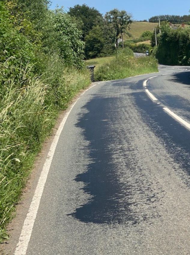 Roads melted in Somerset on Tuesday