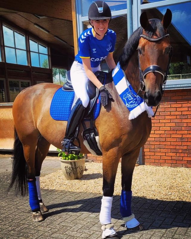 Nicolle Begovic, 35, announced her husband's Everton move by riding a horse