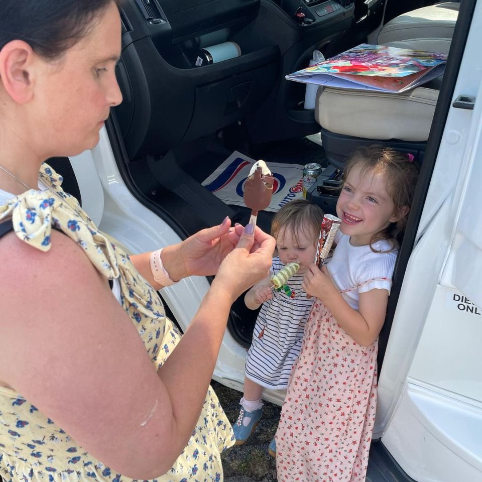 Sue shared photos of their kids looking excited and eating ice lollies as they enjoyed their time in nature