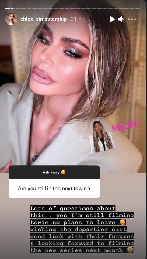 Chloe Sims is due to start filming the new series of Towie next month