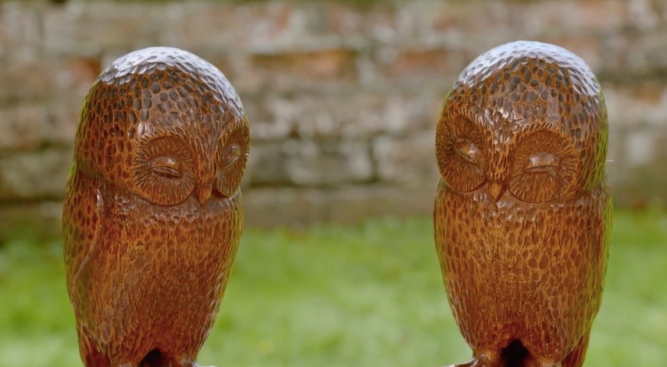 The owl statues were given to the guest's grandmother as a birthday present