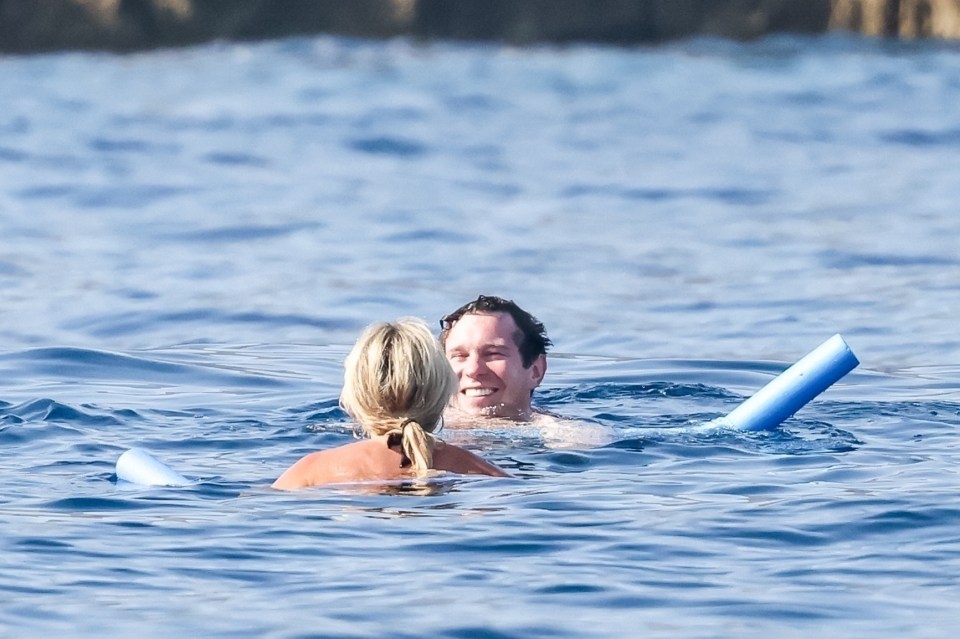 The Tequila firm boss stripped to his trunks and dived into the sea to cool off during a jaunt off the Italian island of Capri