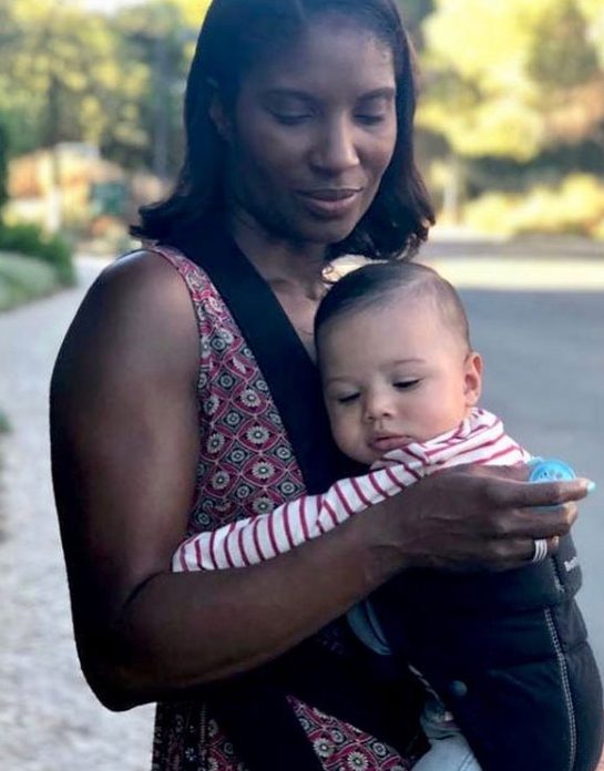 Denise pictured with baby Troy in August 2019