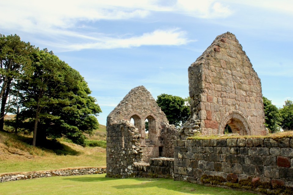 Cut along the craggy coastline and rugged hills to the remote ruins of 13th-century St Blane’s Chapel