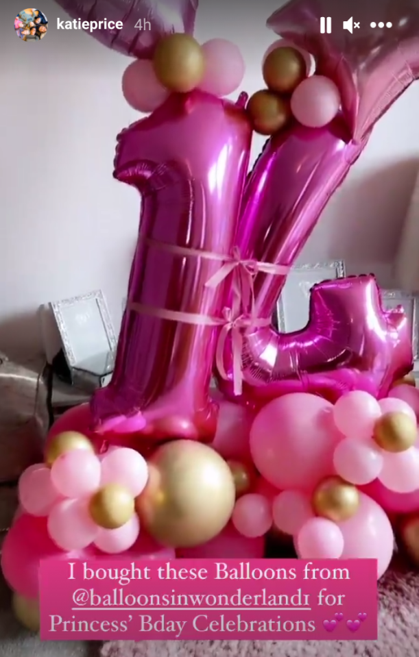 Katie Price showered daughter Princess Andre with pink treats to celebrate her 14th birthday