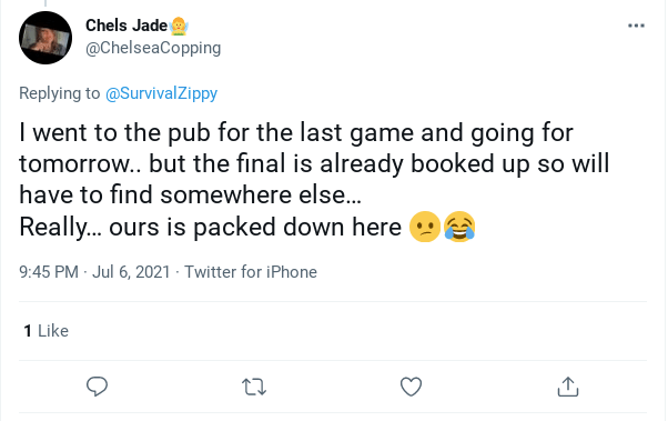 Pubs are "packed" ahead of the match on Sunday