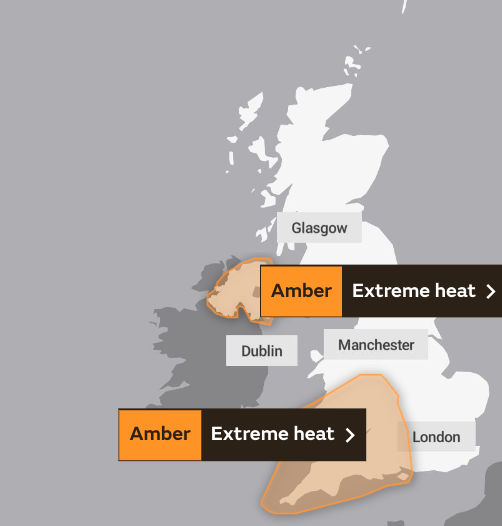 The amber heat warning remains in place until Friday