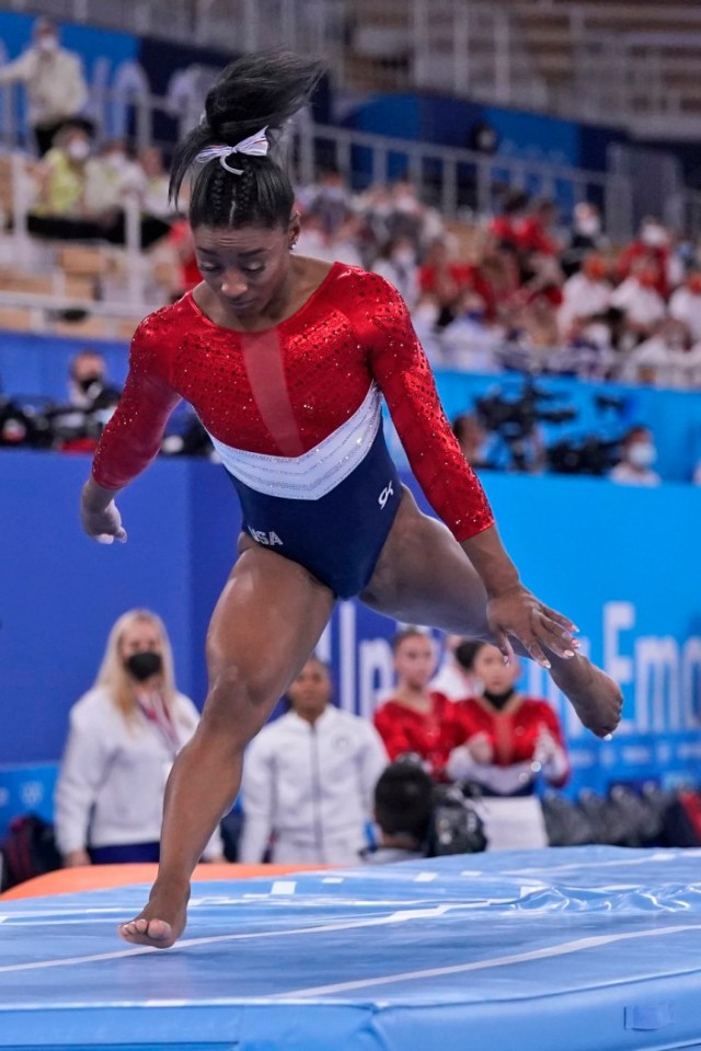 Simone Biles made a critical mistake on her landing, a rarity for the Olympic champion