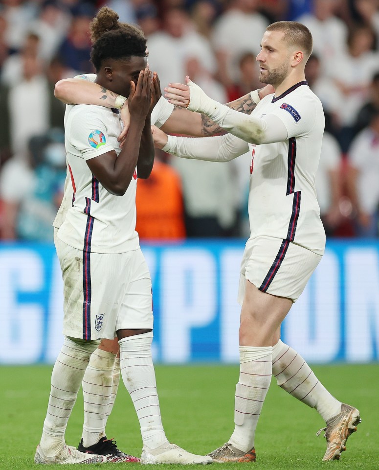 Luke Shaw has revealed the England squad will support Saka, Rashford and Sancho after their missed penalties in the Euro 2020 final shootout