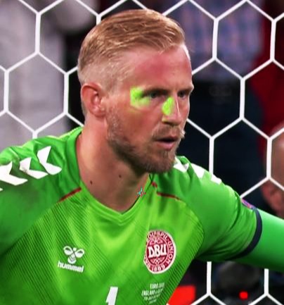 Kasper Schmeichel kept out Harry Kane's penalty despite having a laser aimed at his face