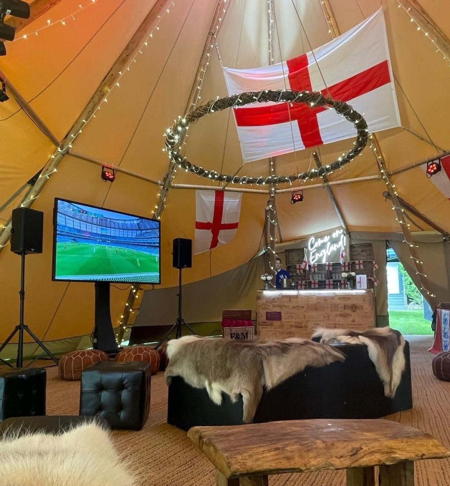 Kate Kane's Euros-themed tepee is showing the England game tonight