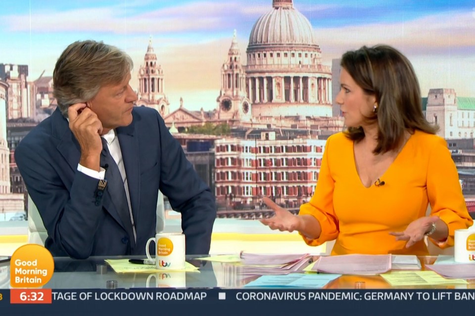 Richard Madeley and Susanna Reid have argued over lockdown restrictions easing