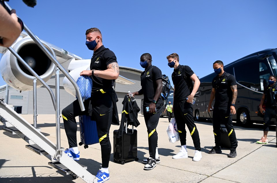 Chelsea players, pictured here flying out to the Dublin camp on Tuesday