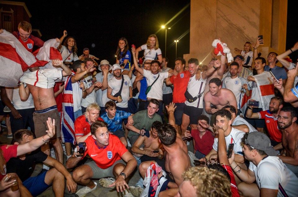 England fans gather in Rome to party the night away after the 4-0 win