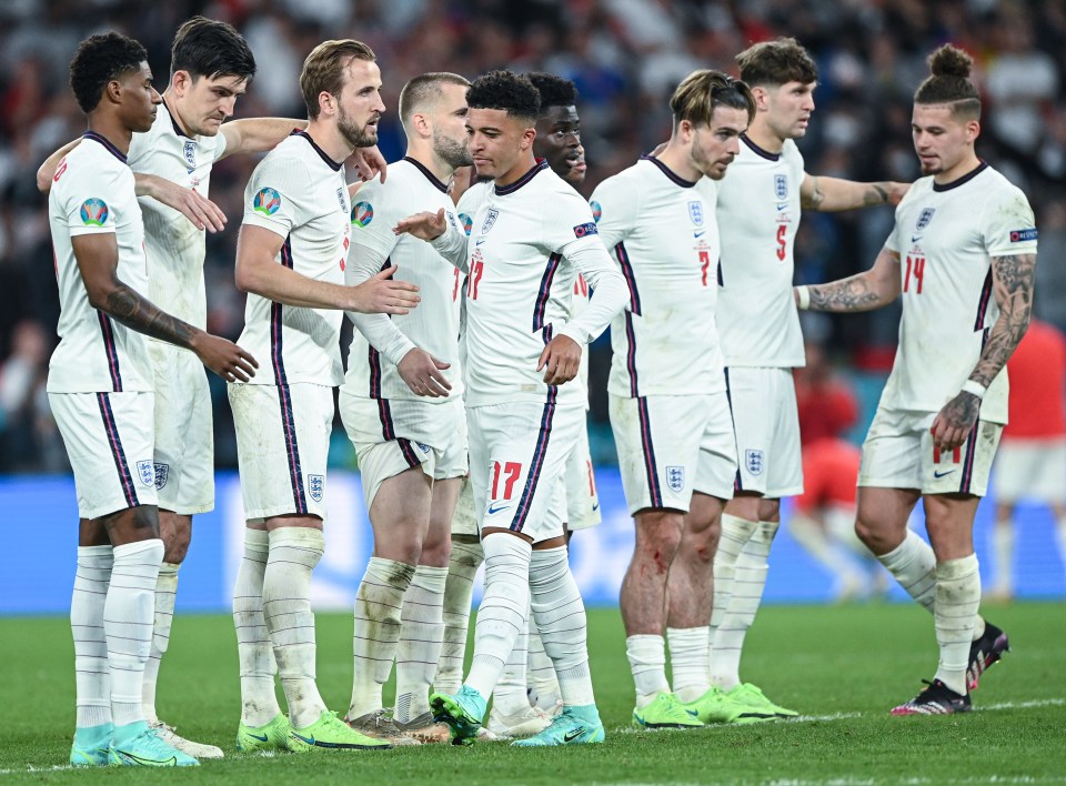 England's crestfallen players show their unity as Jadon Sancho reflects on his shootout woe