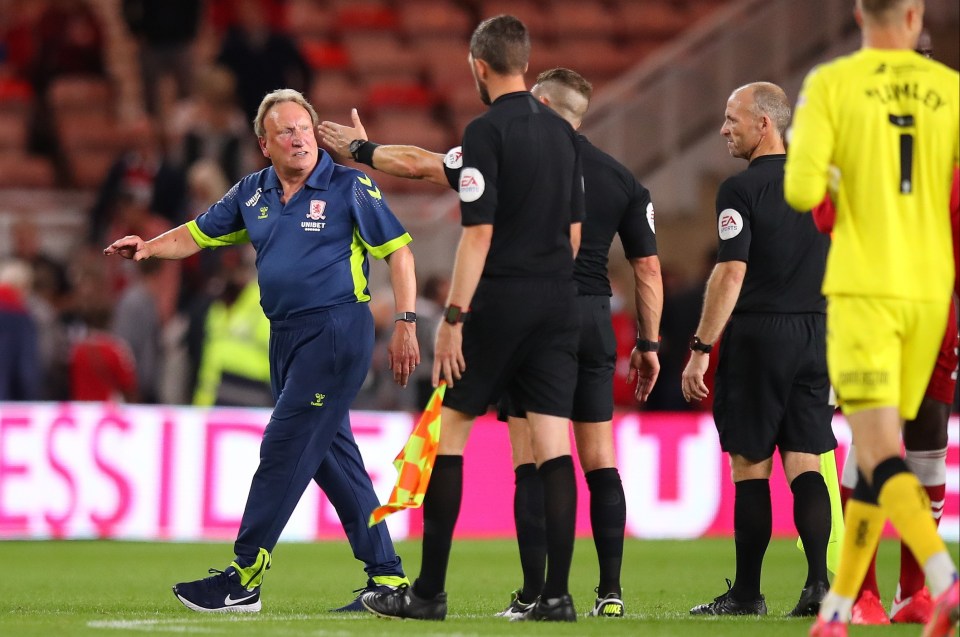 Middlesbrough boss Warnock was furious because he felt Martin had missed a headbutt from QPR's Charlie Austin on defender Grant Hall