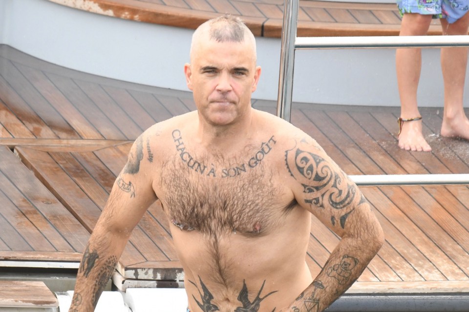 Explaining his new look, Robbie said: 'I am losing my hair, I am thinning. So I thought, rather than fight against it, I should lean in. So I shaved it'