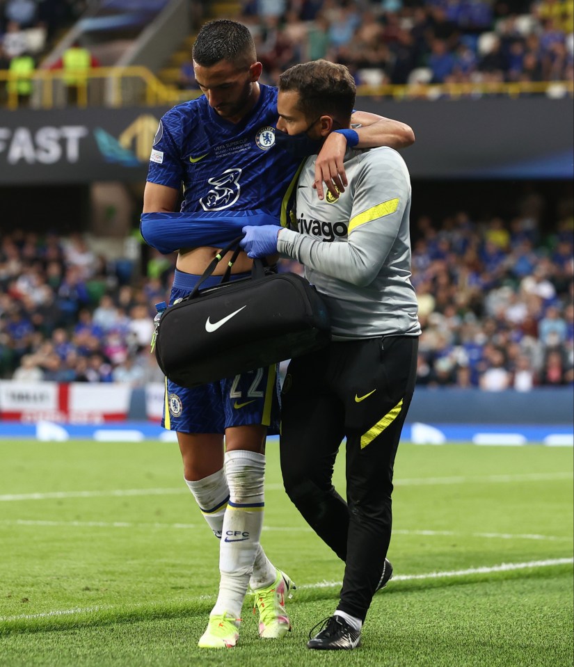 Hakim Ziyech was helped of injured not long after his Chelsea goal