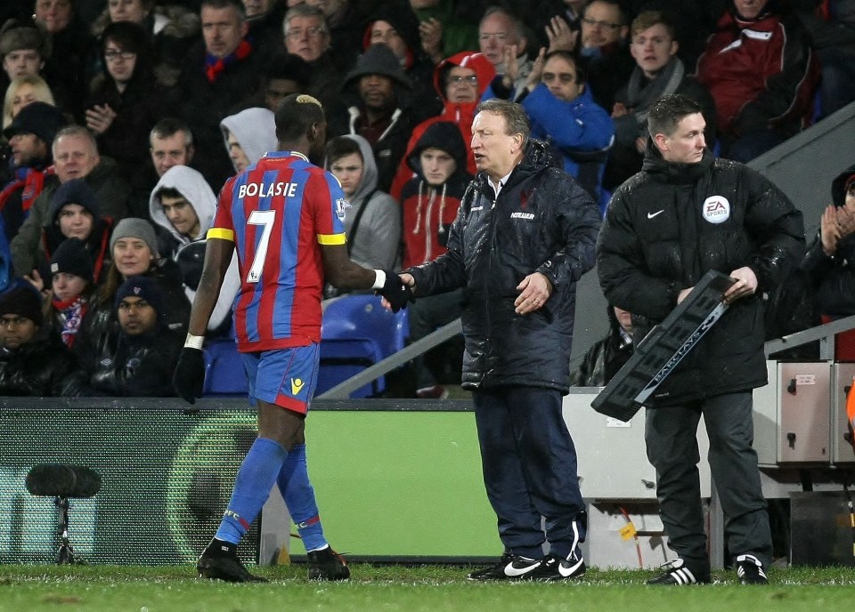 Yannick Bolasie appears to have helped his old Palace and Boro boss Neil Warnock out