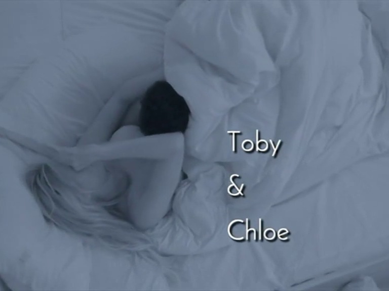 Chloe was seen covering her face as the pair got to know each other before bed