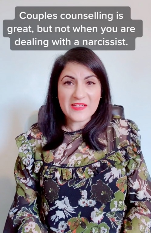 Manjit Ruprai is a narcissist abuse recovery therapist and shares her tips on TikTok