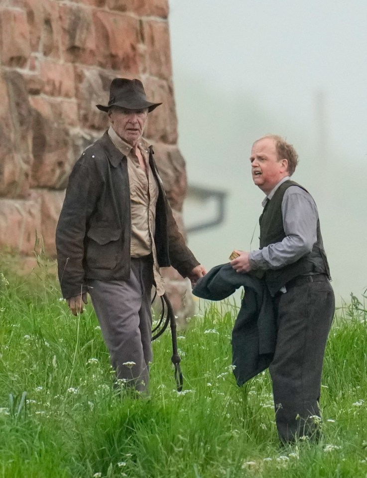 Harrison Ford on set filming for the new Indiana Jones in Leadergood in the Scottish Highlands