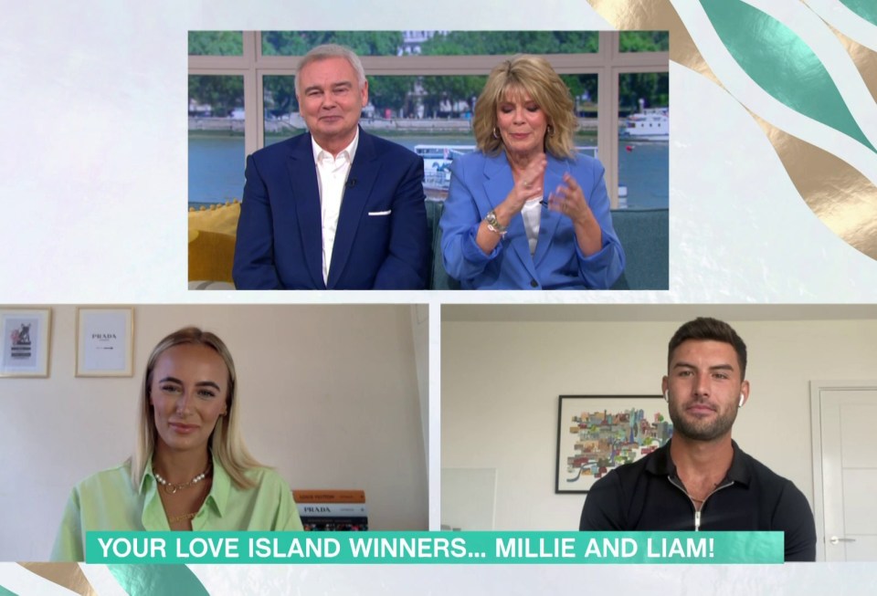 Millie and boyfriend Liam appeared on This Morning via video link today