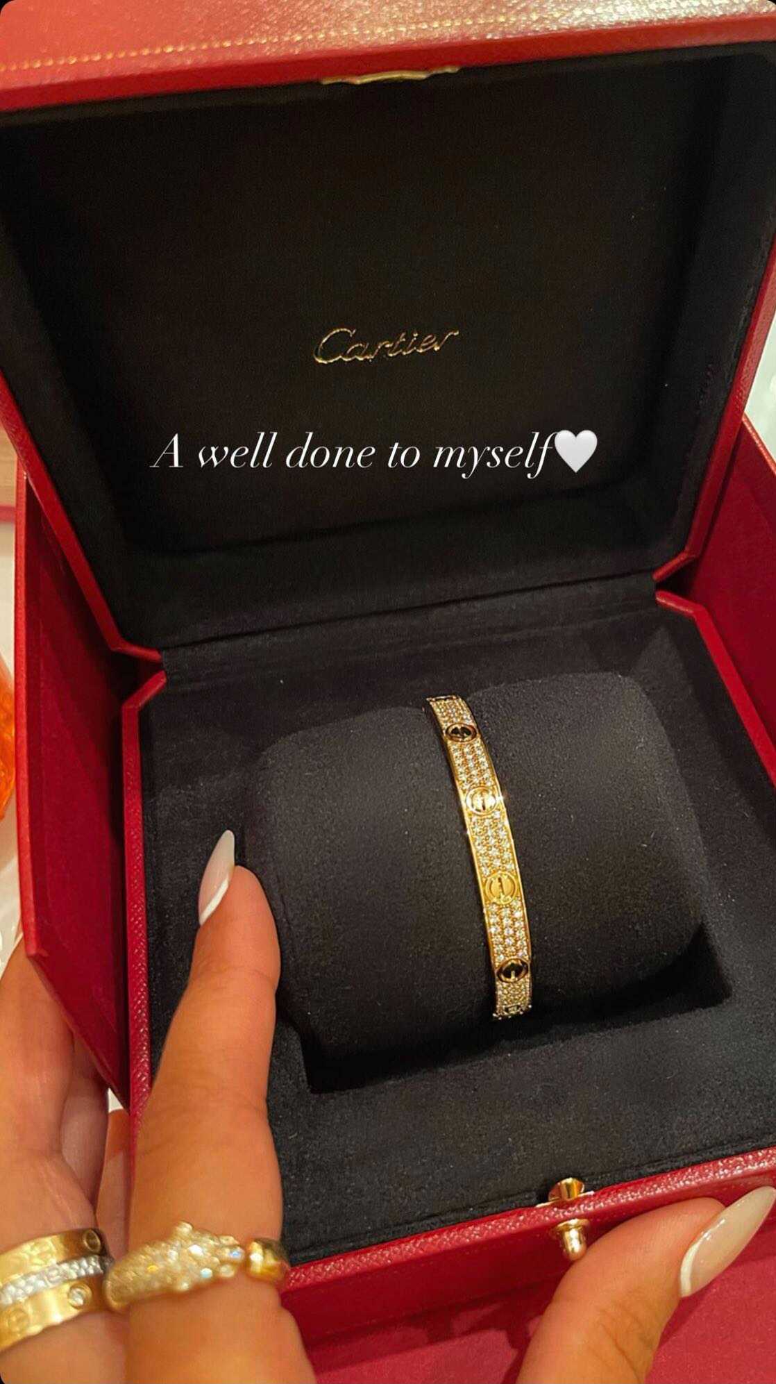 The star said she forked out on Cartier's Yellow gold diamond-paved Love bracelet