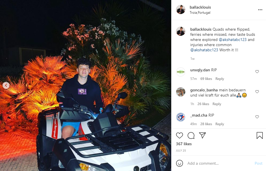 Emilio's brother Louis posted on July 25 how 'quads were flipped' during a break in Portugal