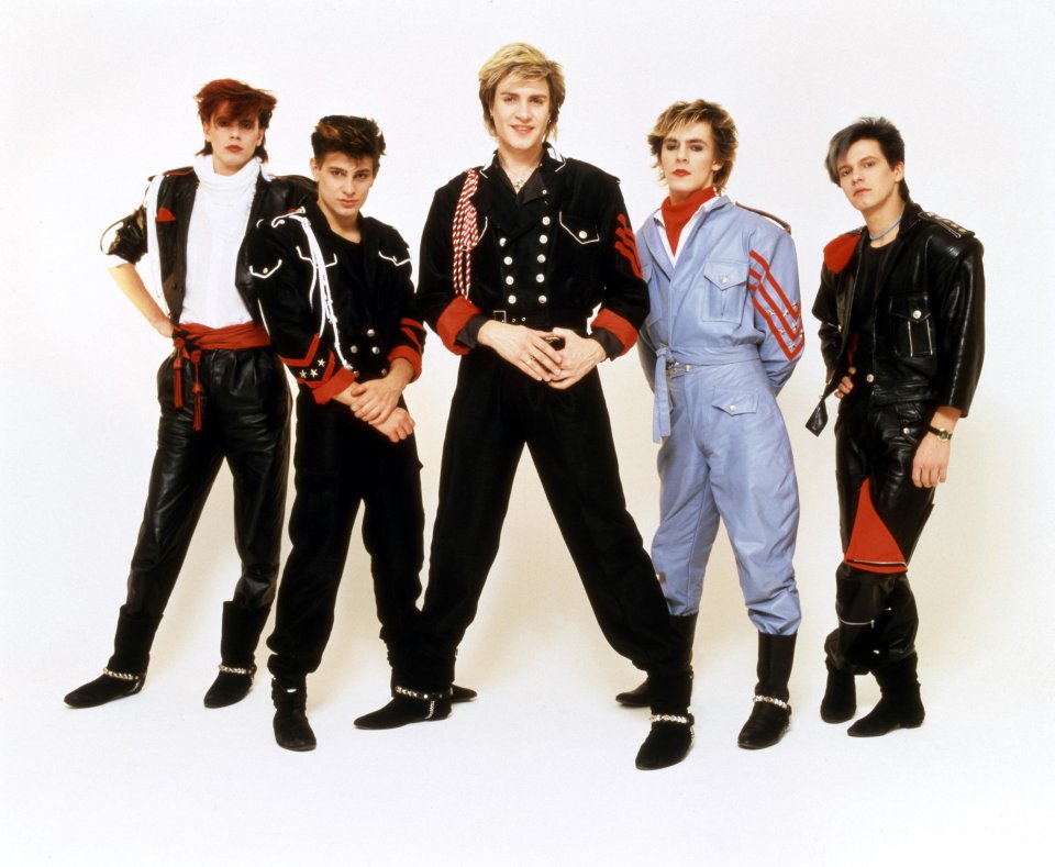 Pop group Duran Duran, featuring Simon Le Bon, Nick Rhodes, Andy Taylor, John Taylor, and Roger Taylor