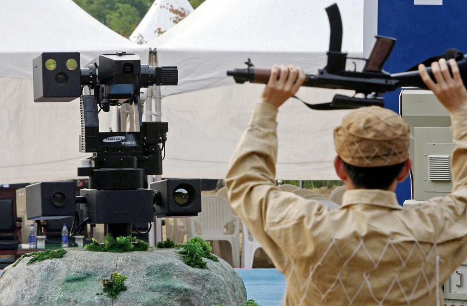 Machine gun sentries like this one have been deployed along the border between North and South Korea