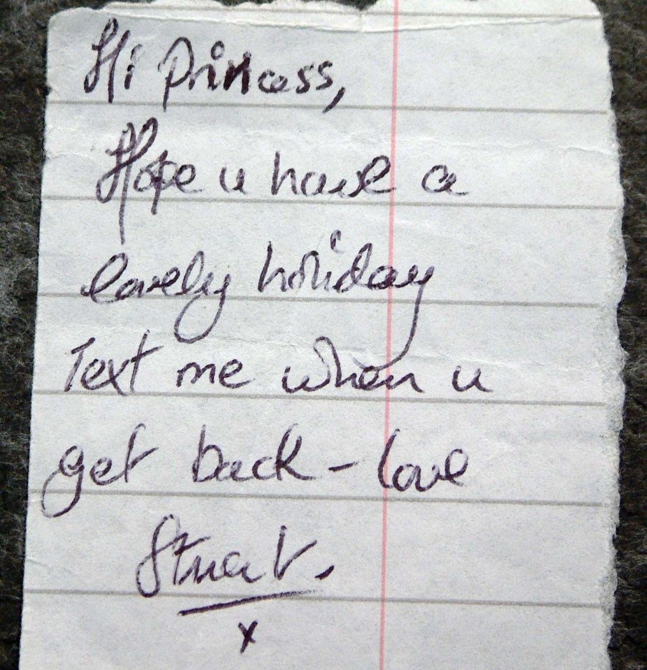 A note written to Danielle Jones from her uncle Stuart Campbell